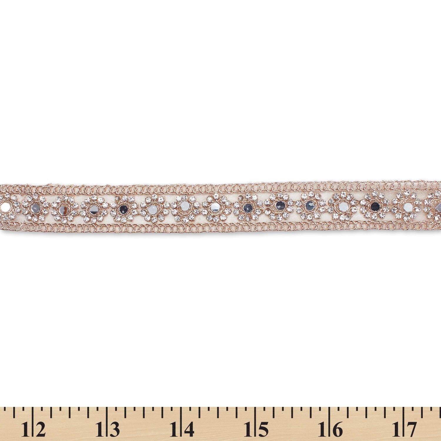 1 Inch Metallic Floral Mirror Rhinestone Corded Mesh Trim (9.8 Yards / 9 Meters) - Image 10