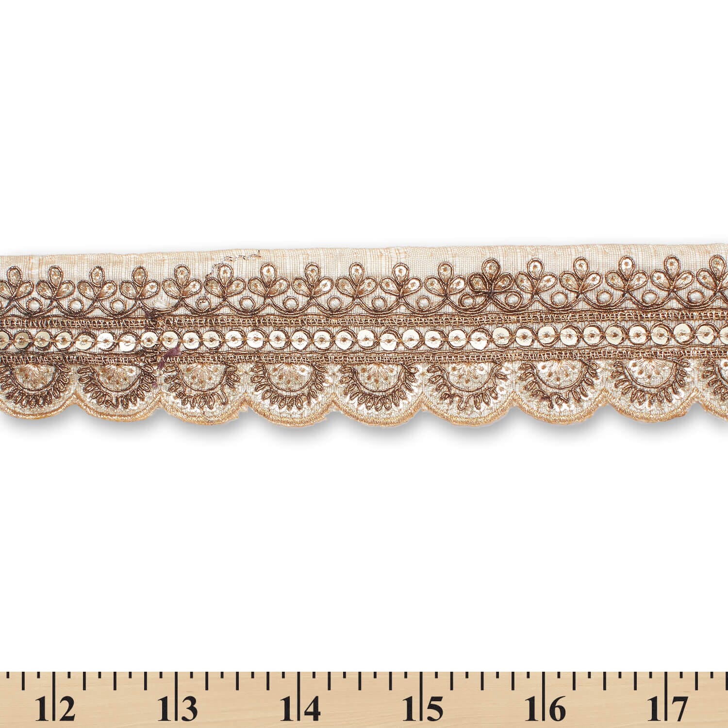 2 Inch Regal Gold Metallic Sequined Cording On Plain Woven Trim (9.8 Yards / 9 Meters) - Image 16