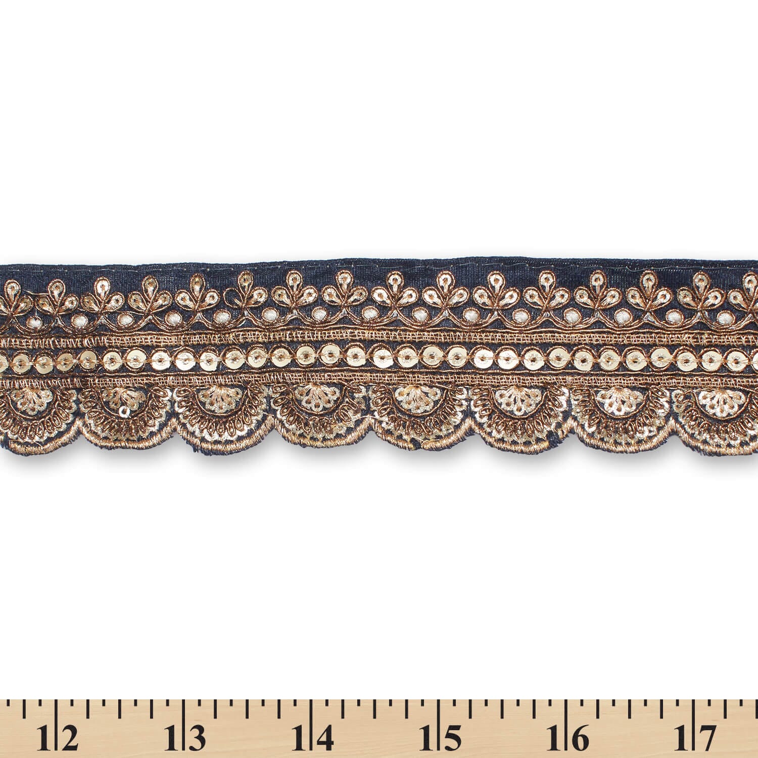 2 Inch Regal Gold Metallic Sequined Cording On Plain Woven Trim (9.8 Yards / 9 Meters) - Image 31