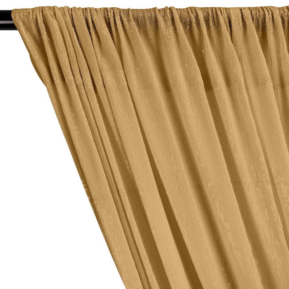All-Over Micro Sequins Starlight On Stretch Mesh Rod Pocket Curtains - Gold - Image 2