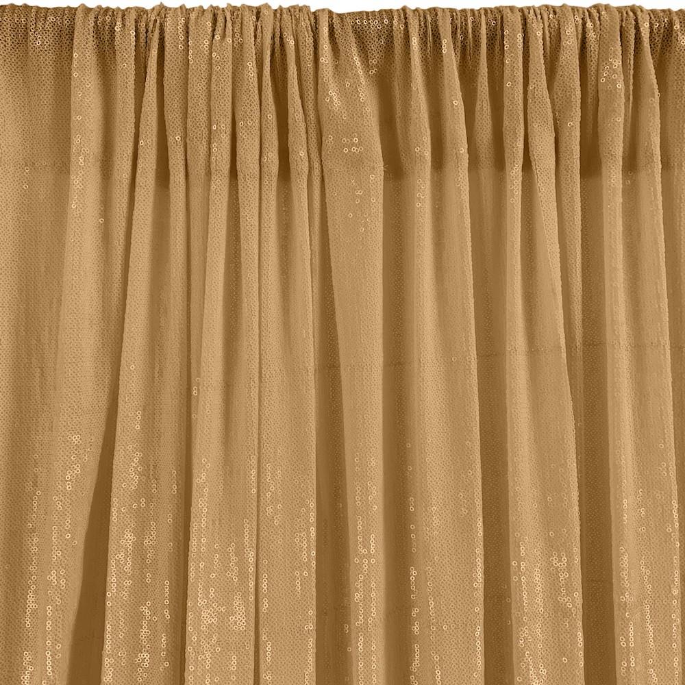 All-Over Micro Sequins Starlight On Stretch Mesh Rod Pocket Curtains - Gold - Image 3