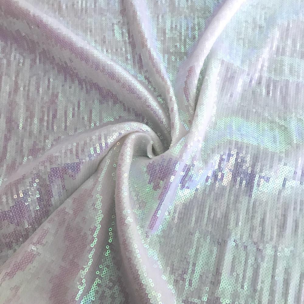All-Over Micro Sequins Starlight On Stretch Mesh Rod Pocket Curtains - Hologram White - Image 4