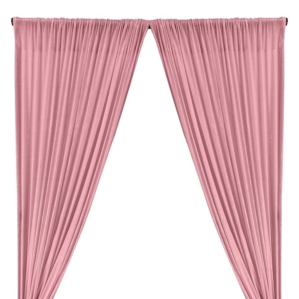 All-Over Micro Sequins Starlight On Stretch Mesh Rod Pocket Curtains - Pink