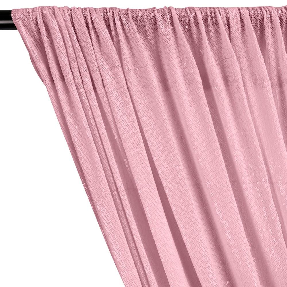 All-Over Micro Sequins Starlight On Stretch Mesh Rod Pocket Curtains - Pink - Image 2