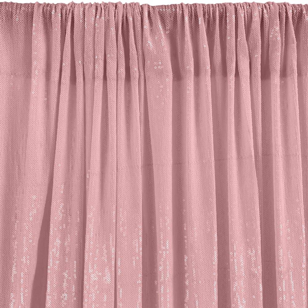 All-Over Micro Sequins Starlight On Stretch Mesh Rod Pocket Curtains - Pink - Image 3