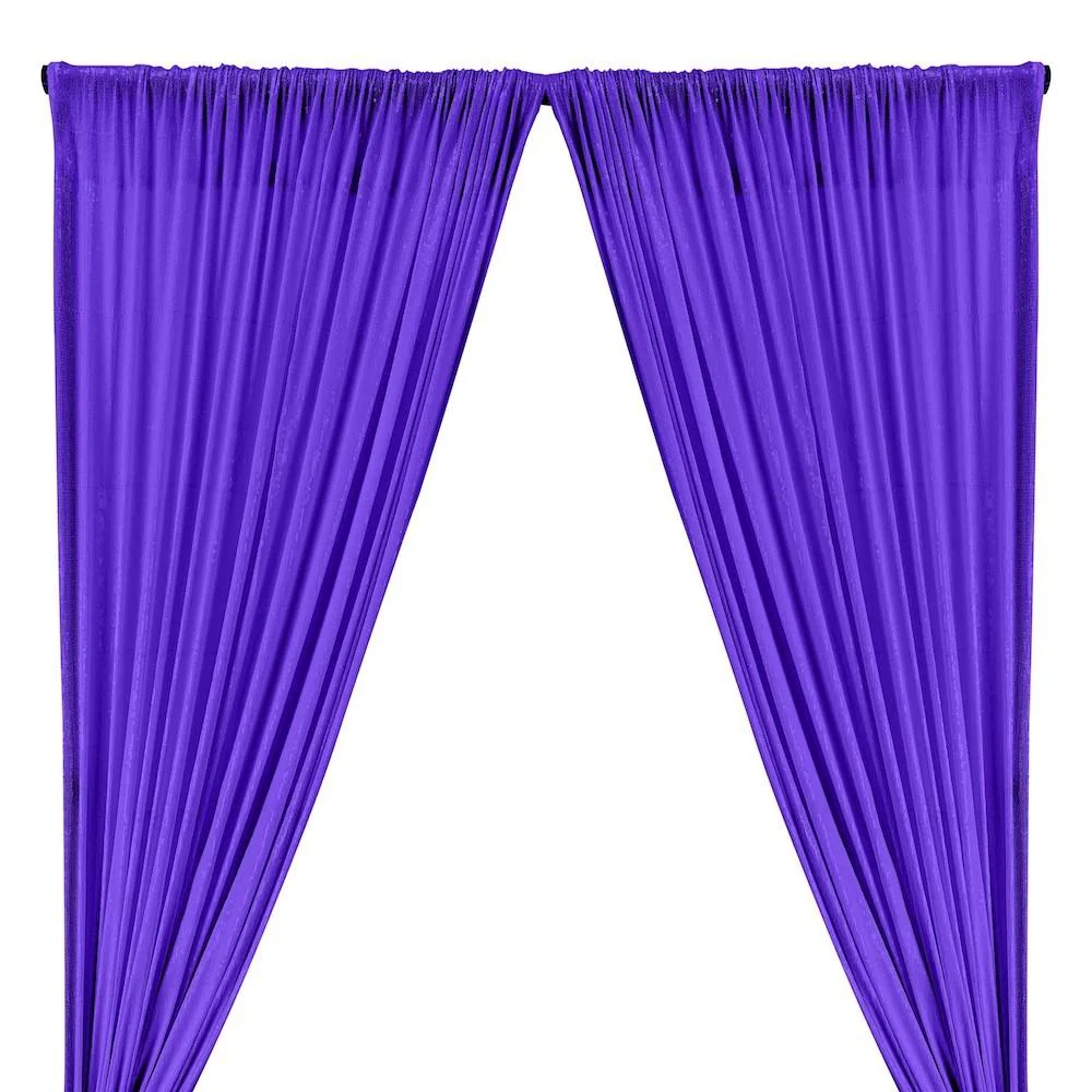 All-Over Micro Sequins Starlight On Stretch Mesh Rod Pocket Curtains - Purple