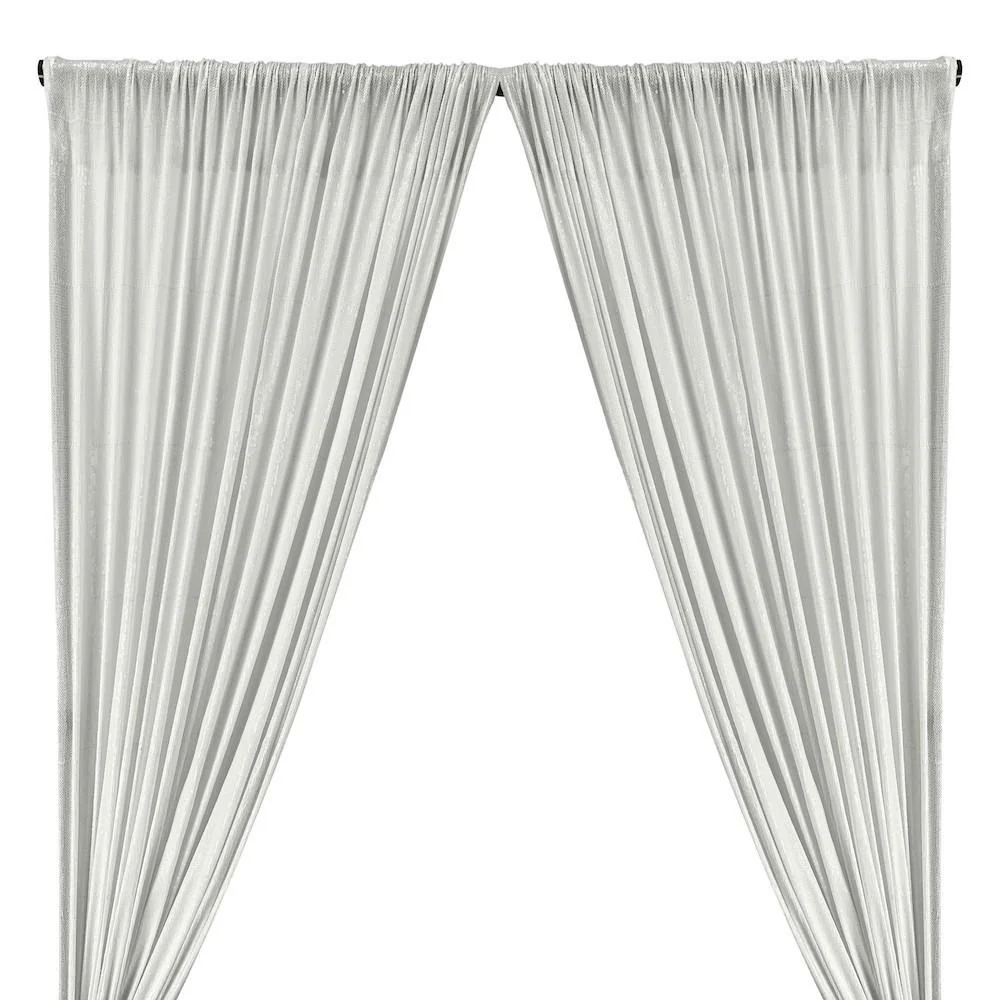 All-Over Micro Sequins Starlight On Stretch Mesh Rod Pocket Curtains (All Colors Available) - Snow White