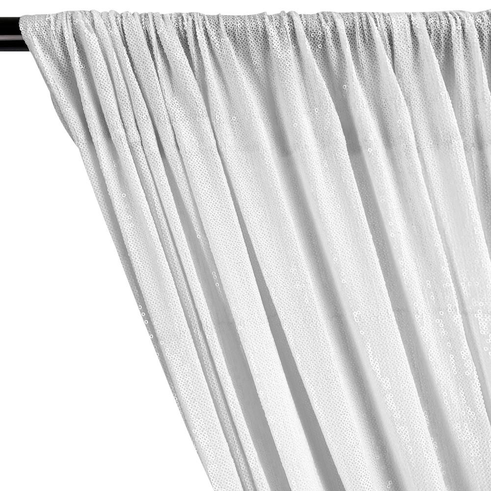 All-Over Micro Sequins Starlight On Stretch Mesh Rod Pocket Curtains (All Colors Available) - Snow White - Image 2