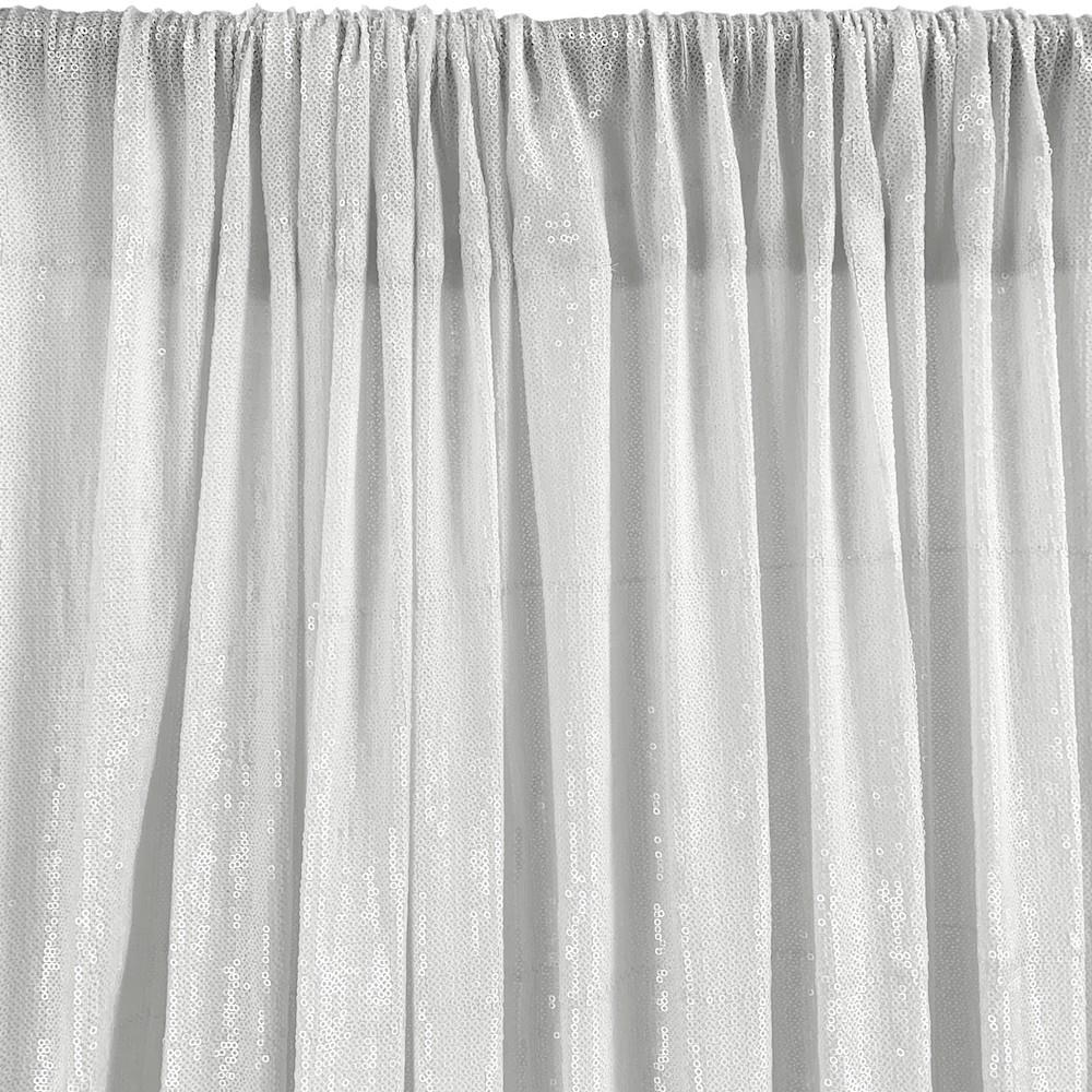 All-Over Micro Sequins Starlight On Stretch Mesh Rod Pocket Curtains (All Colors Available) - Snow White - Image 3