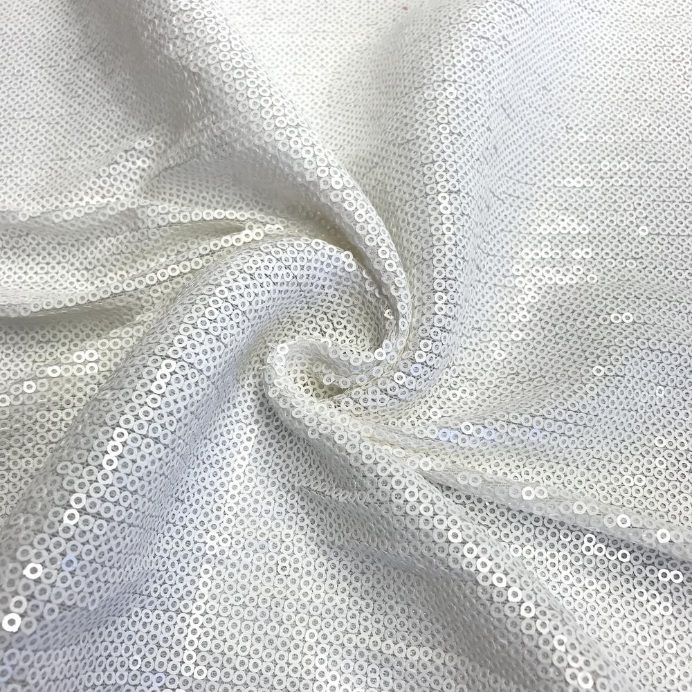 All-Over Micro Sequins Starlight On Stretch Mesh Rod Pocket Curtains (All Colors Available) - Snow White - Image 4