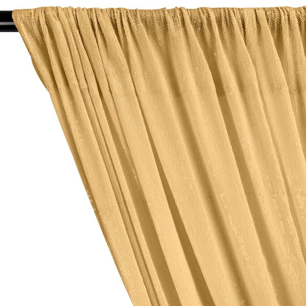 All-Over Micro Sequins Starlight On Stretch Mesh Rod Pocket Curtains - White Gold - Image 2