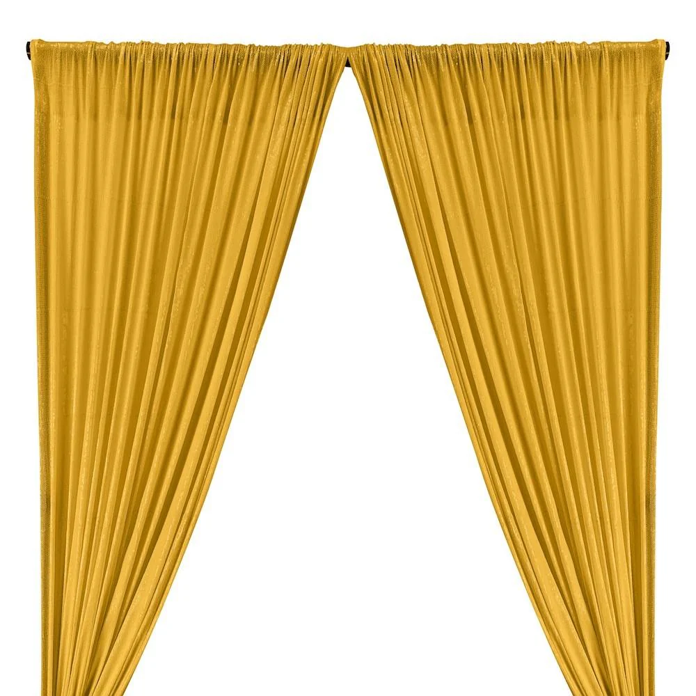 All-Over Micro Sequins Starlight On Stretch Mesh Rod Pocket Curtains - Yellow Gold