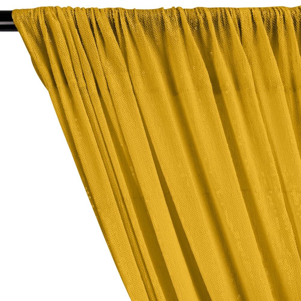 All-Over Micro Sequins Starlight On Stretch Mesh Rod Pocket Curtains - Yellow Gold - Image 2