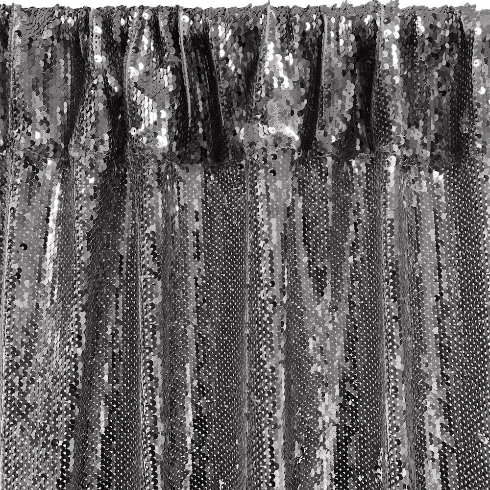 All-Over Sequins Mermaid Scale on Stretch Mesh Rod Pocket Curtains - Chrome - Image 3