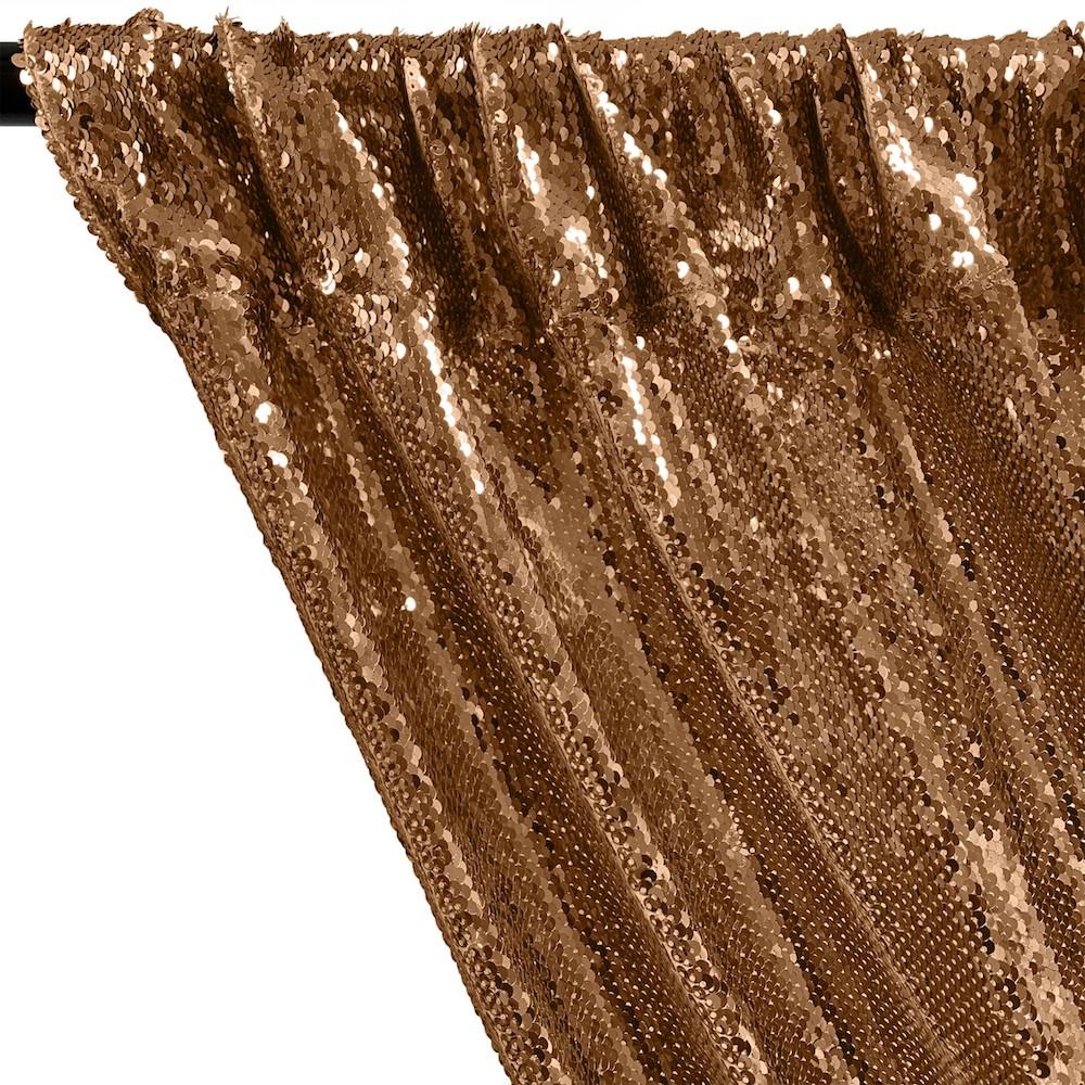 All-Over Sequins Mermaid Scale on Stretch Mesh Rod Pocket Curtains - Copper - Image 2