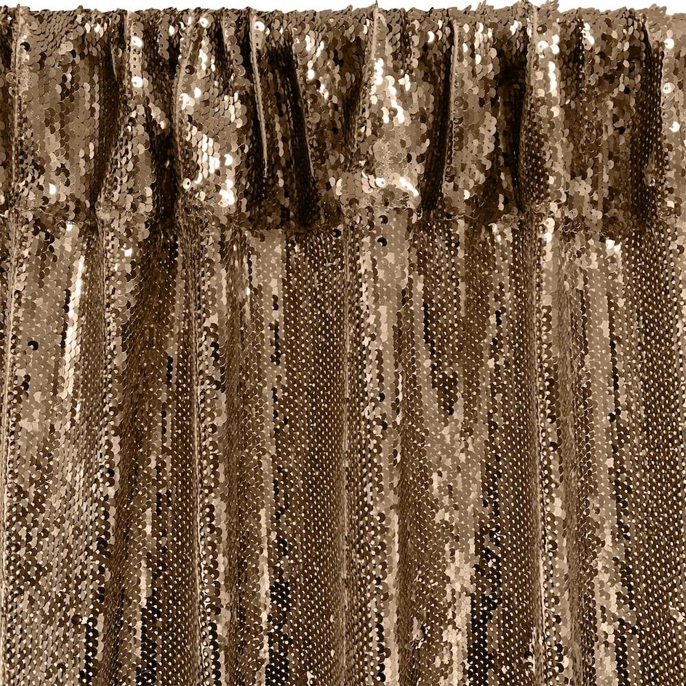 All-Over Sequins Mermaid Scale on Stretch Mesh Rod Pocket Curtains - Copper - Image 3