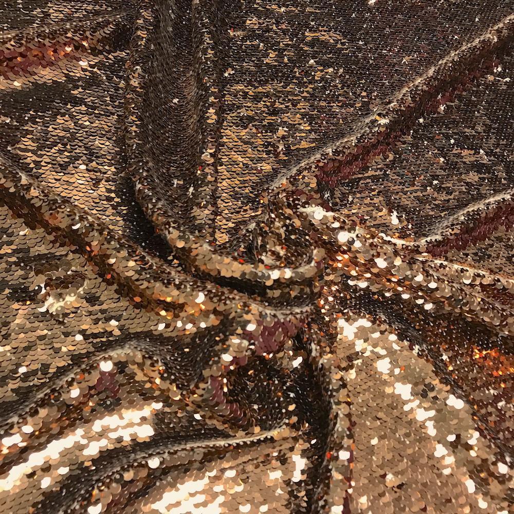 All-Over Sequins Mermaid Scale on Stretch Mesh Rod Pocket Curtains - Copper - Image 4