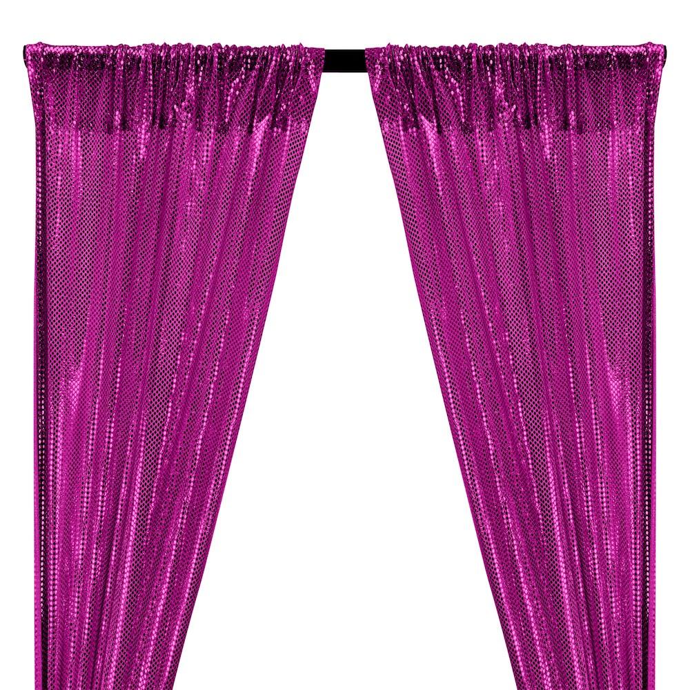 American Trans Knit Sequins Rod Pocket Curtains - Fuchsia
