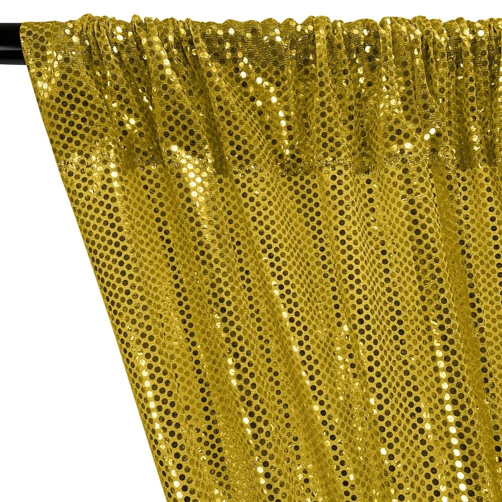 American Trans Knit Sequins Rod Pocket Curtains - Gold on Gold - Image 2