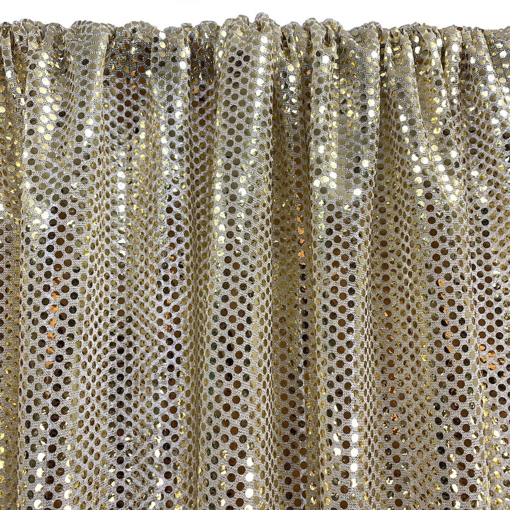 American Trans Knit Sequins Rod Pocket Curtains - Gold on Silver - Image 3