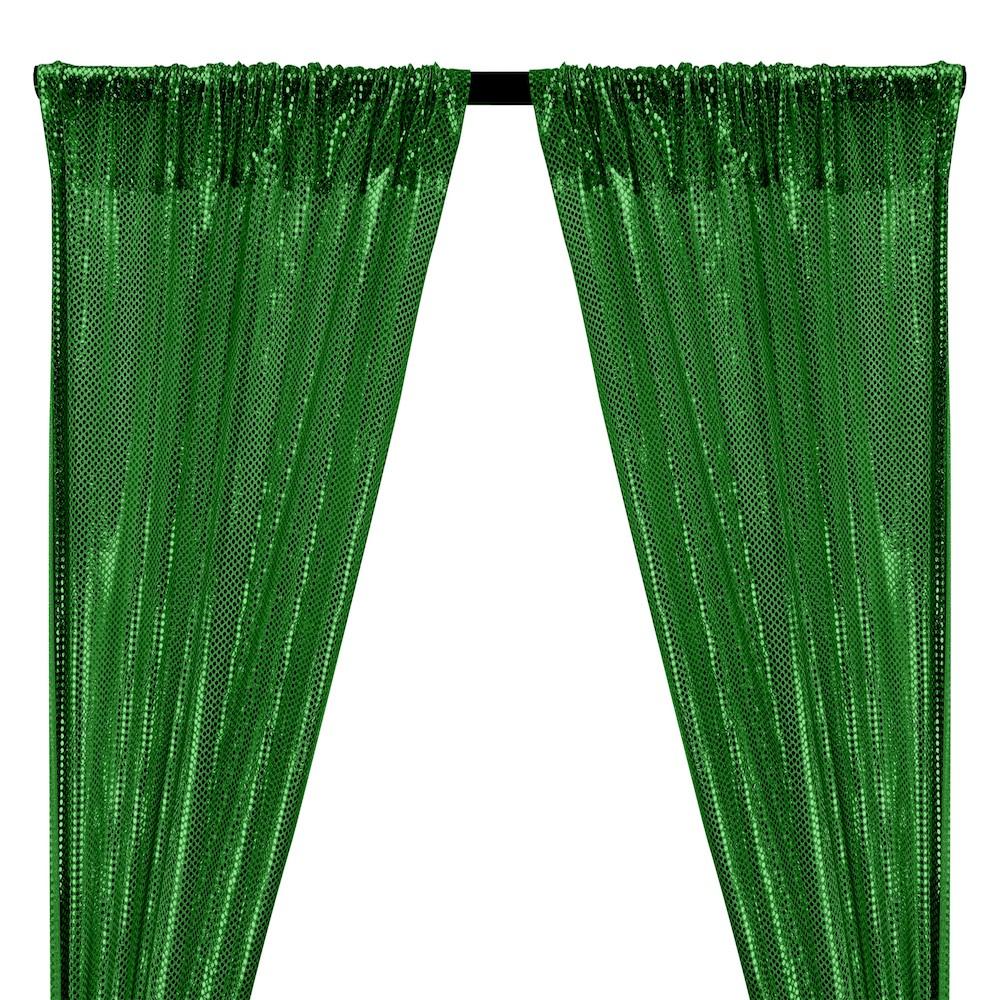 American Trans Knit Sequins Rod Pocket Curtains - Kelly Green