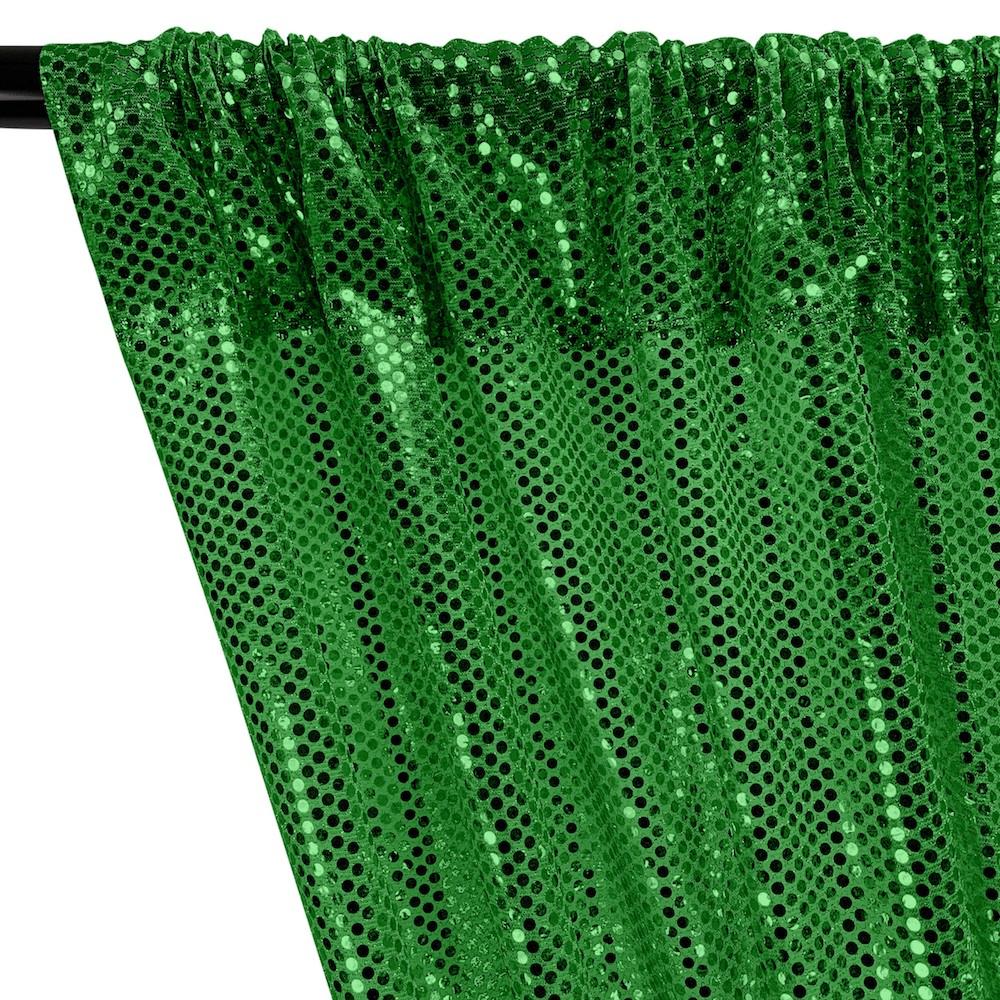 American Trans Knit Sequins Rod Pocket Curtains - Kelly Green - Image 2