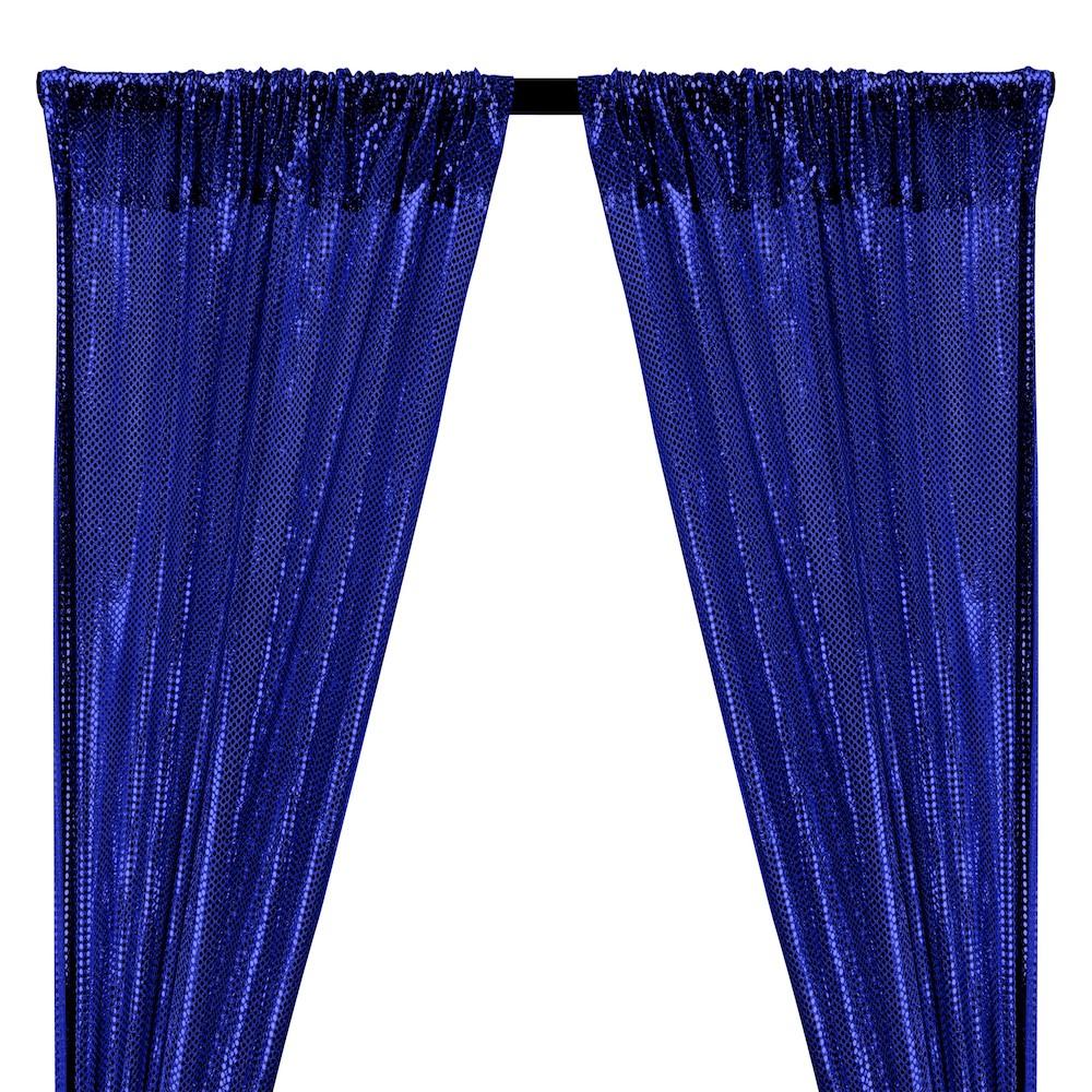 American Trans Knit Sequins Rod Pocket Curtains - Royal Blue