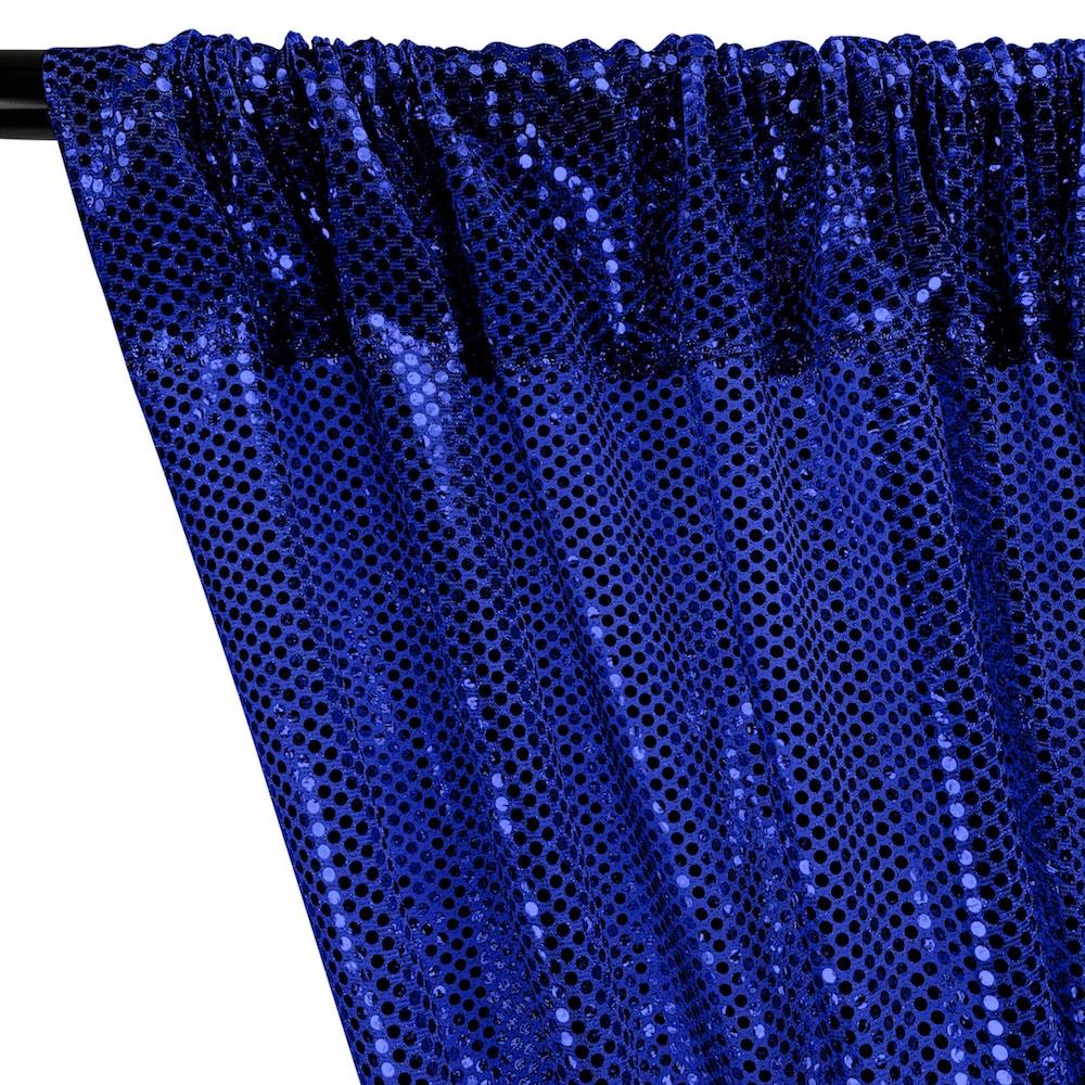 American Trans Knit Sequins Rod Pocket Curtains - Royal Blue - Image 2