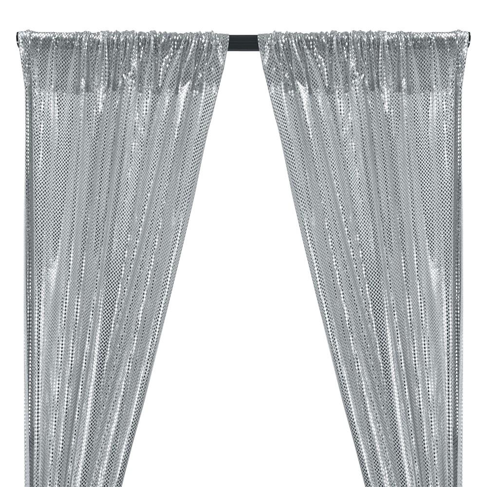 American Trans Knit Sequins Rod Pocket Curtains (All Colors Available) - Silver
