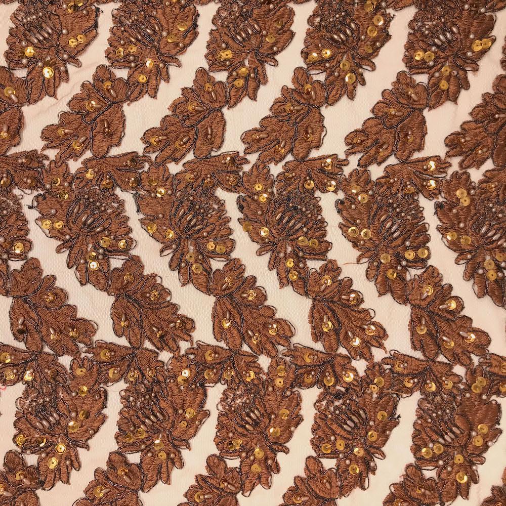 Autumn Leaf Corded Lace on Tulle - Image 2