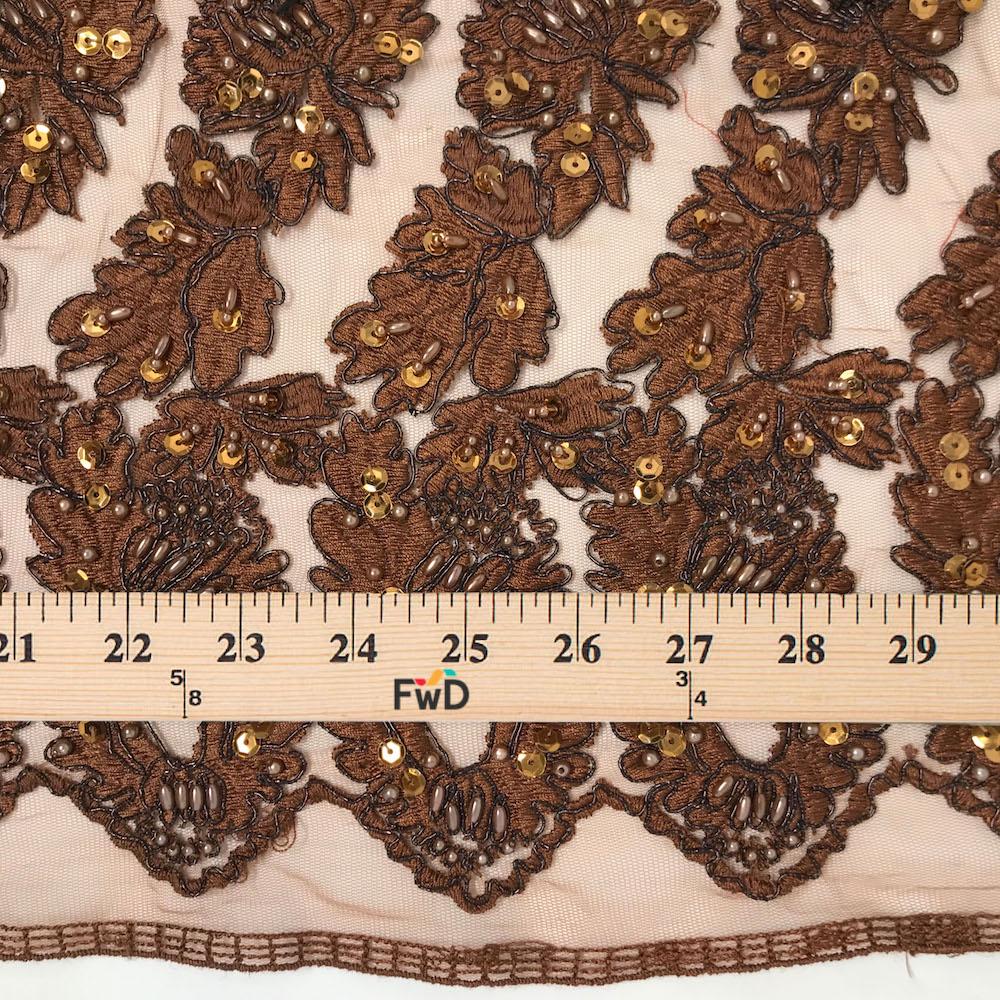 Autumn Leaf Corded Lace on Tulle - Image 4