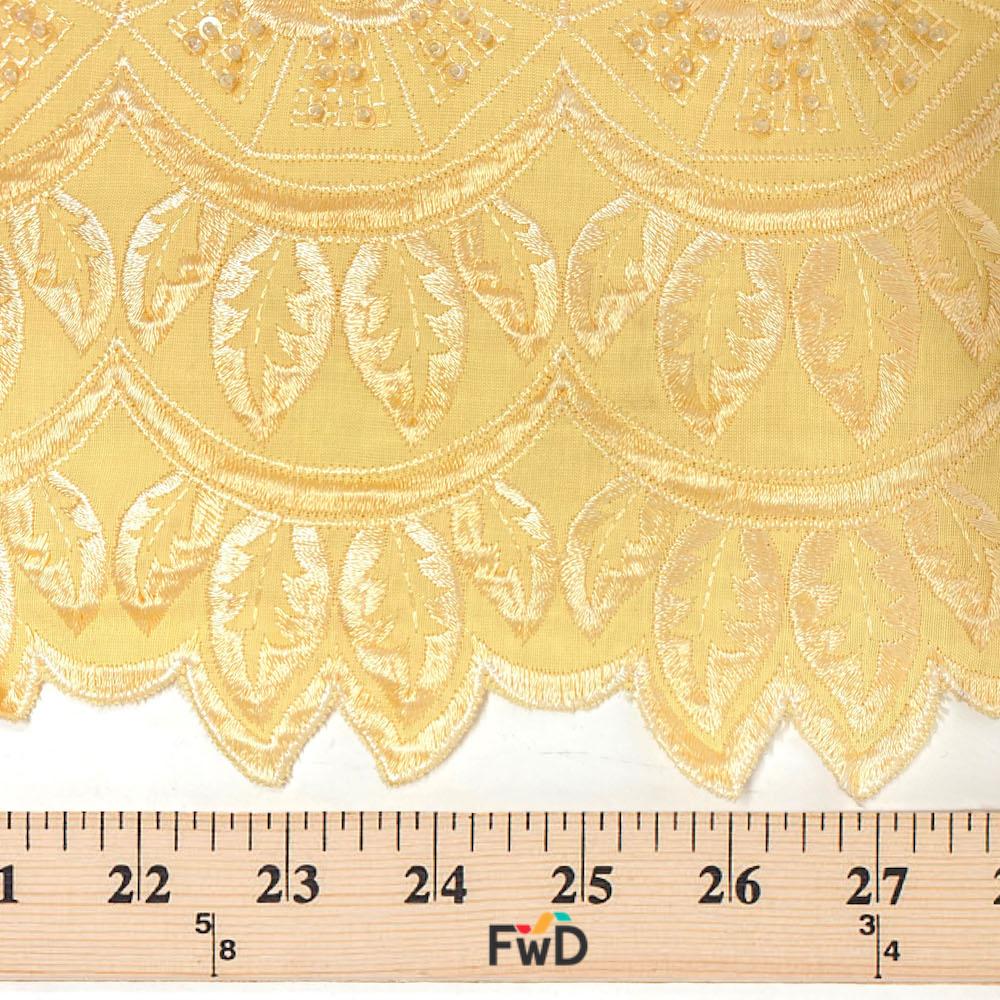 Beige Cotton Voile Embroidery with Sequins and Hole Cut - Image 4