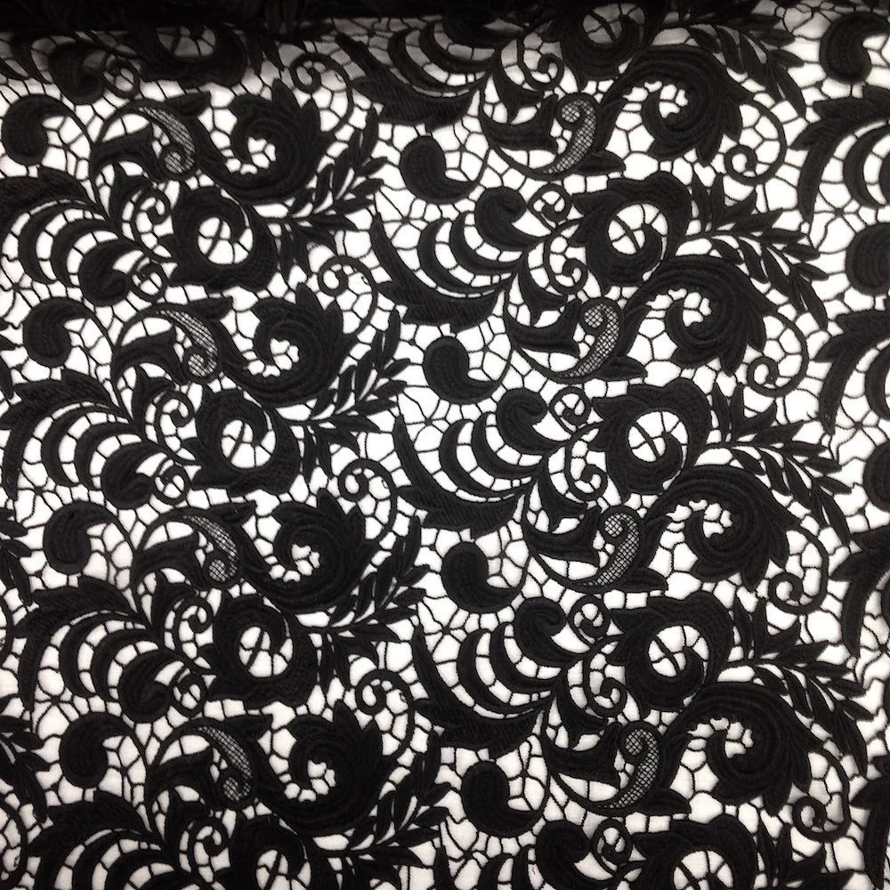 Black Cardinal Guipure French Venice Lace - Image 2