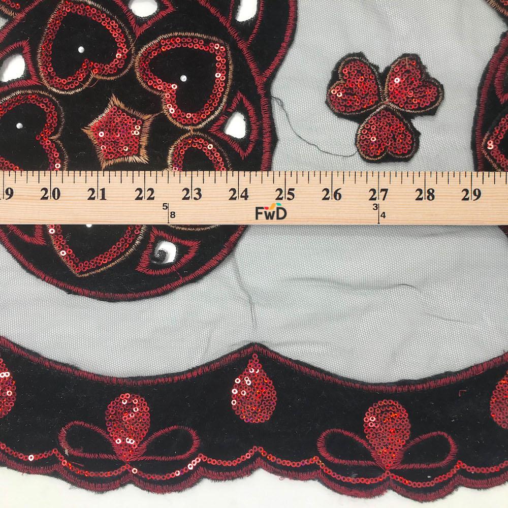 Black Circle Embroidery Lace on Mesh - Image 4