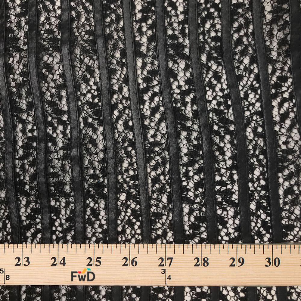 Black Leather Striped on Mesh - Image 3