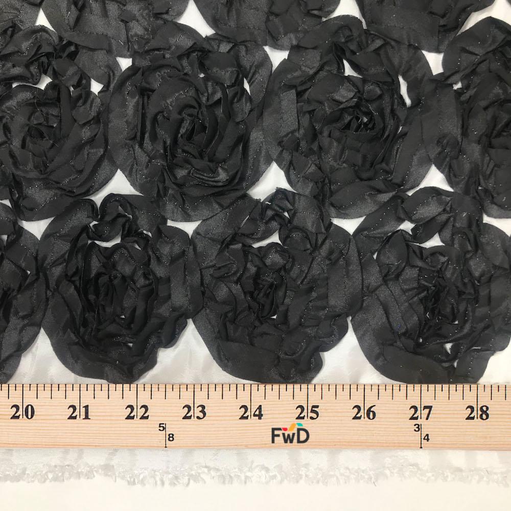 Black Satin Rosette on White Satin - Image 4