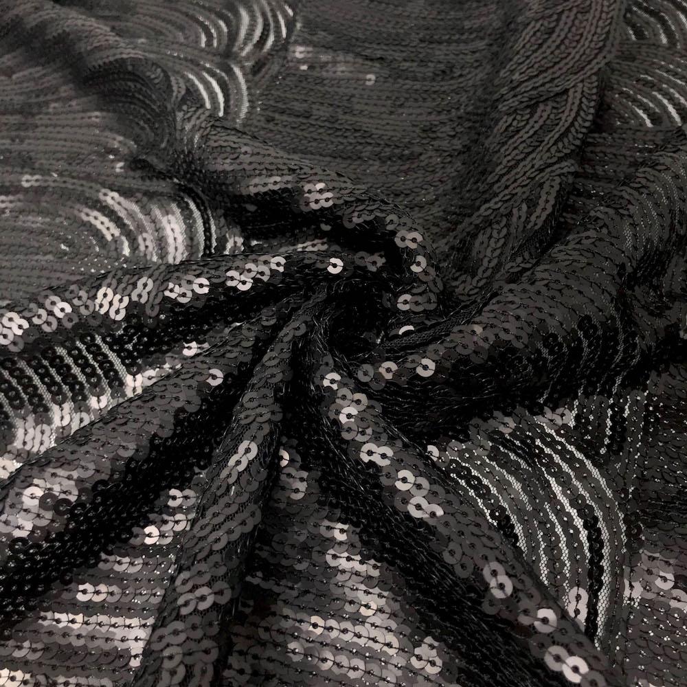 Black Spiral Sequins on Mesh - Image 3