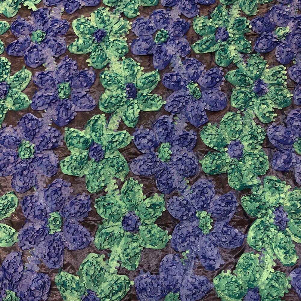 Blue & Green Stringed Ruffle Rosette