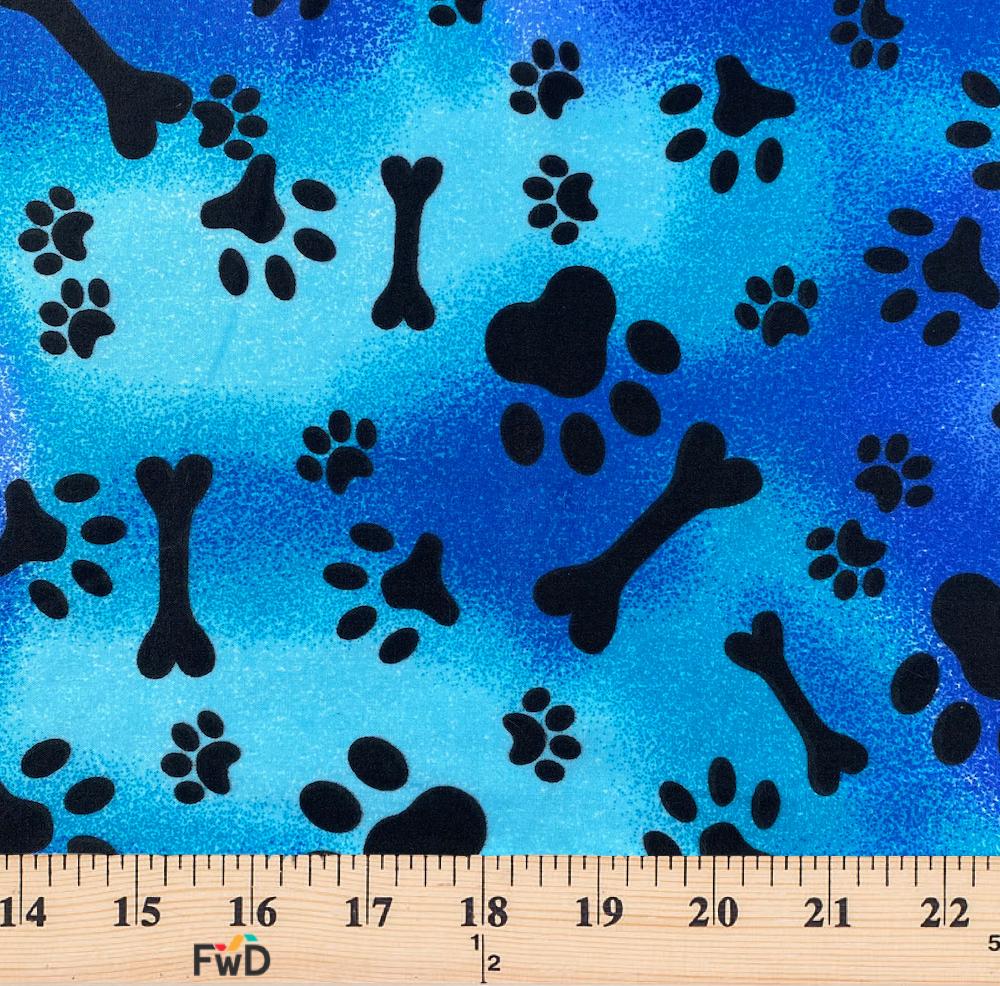 Blue Tie-Dye Doggie Print Broadcloth - Image 3