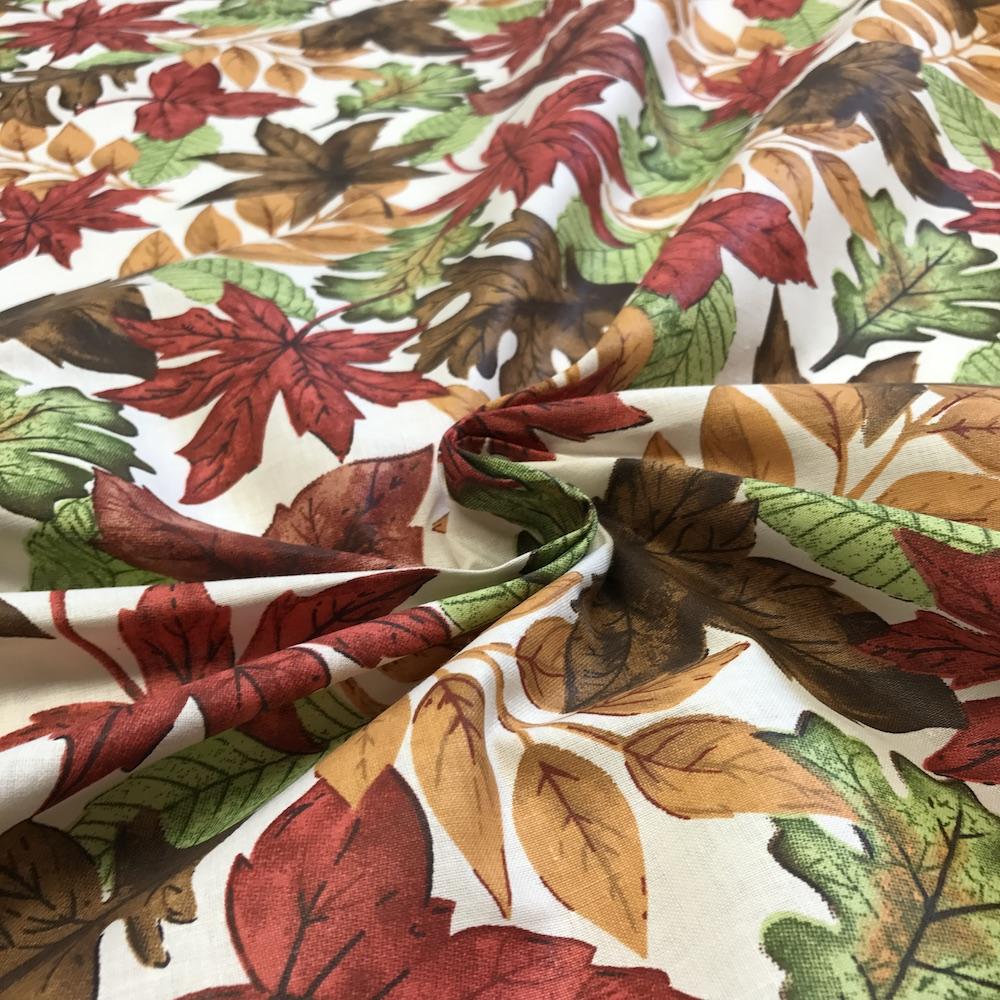 Crackle Leaves Ivory Printed Cotton - Image 2