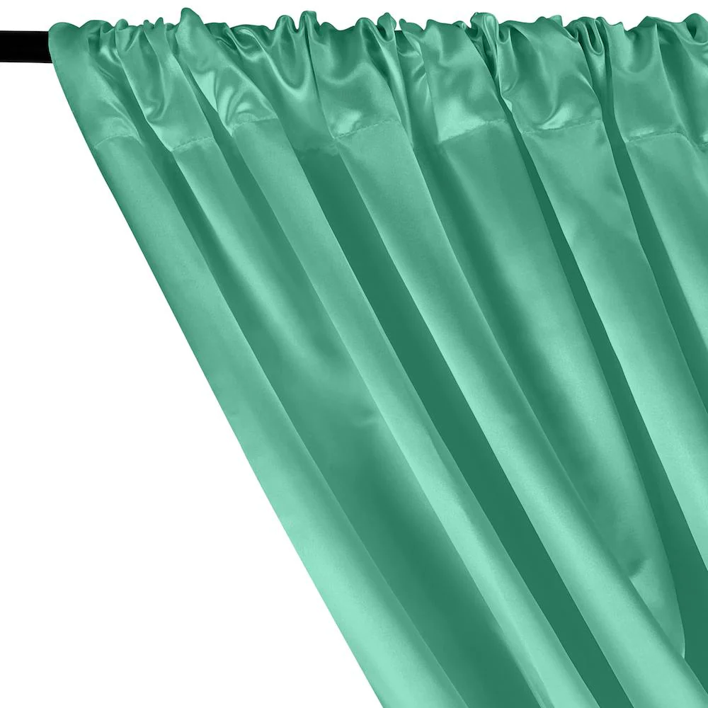 Bridal Satin Rod Pocket Curtains - Aqua Green - Image 2