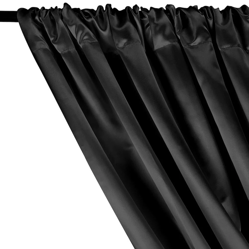 Bridal Satin Rod Pocket Curtains - Black - Image 2
