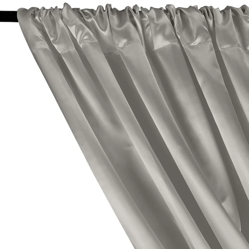 Bridal Satin Rod Pocket Curtains - Silver - Image 2