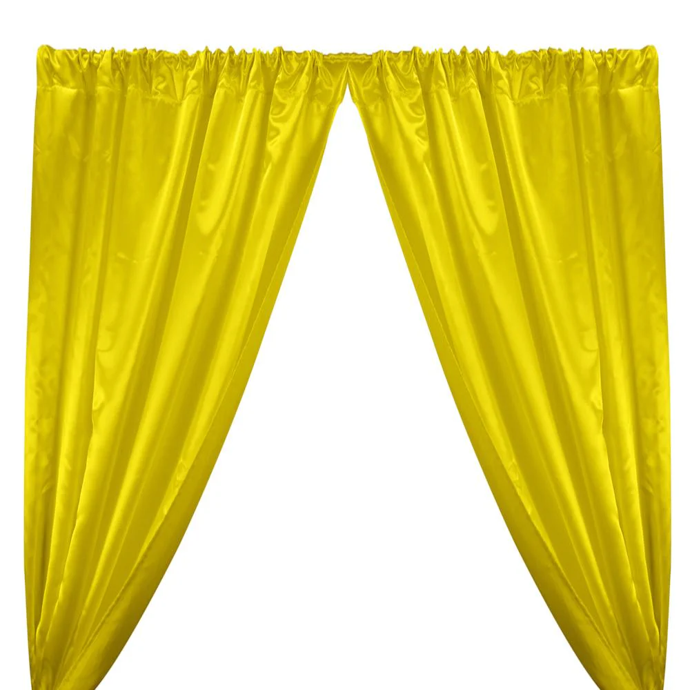 Bridal Satin Rod Pocket Curtains - Sunflower Yellow