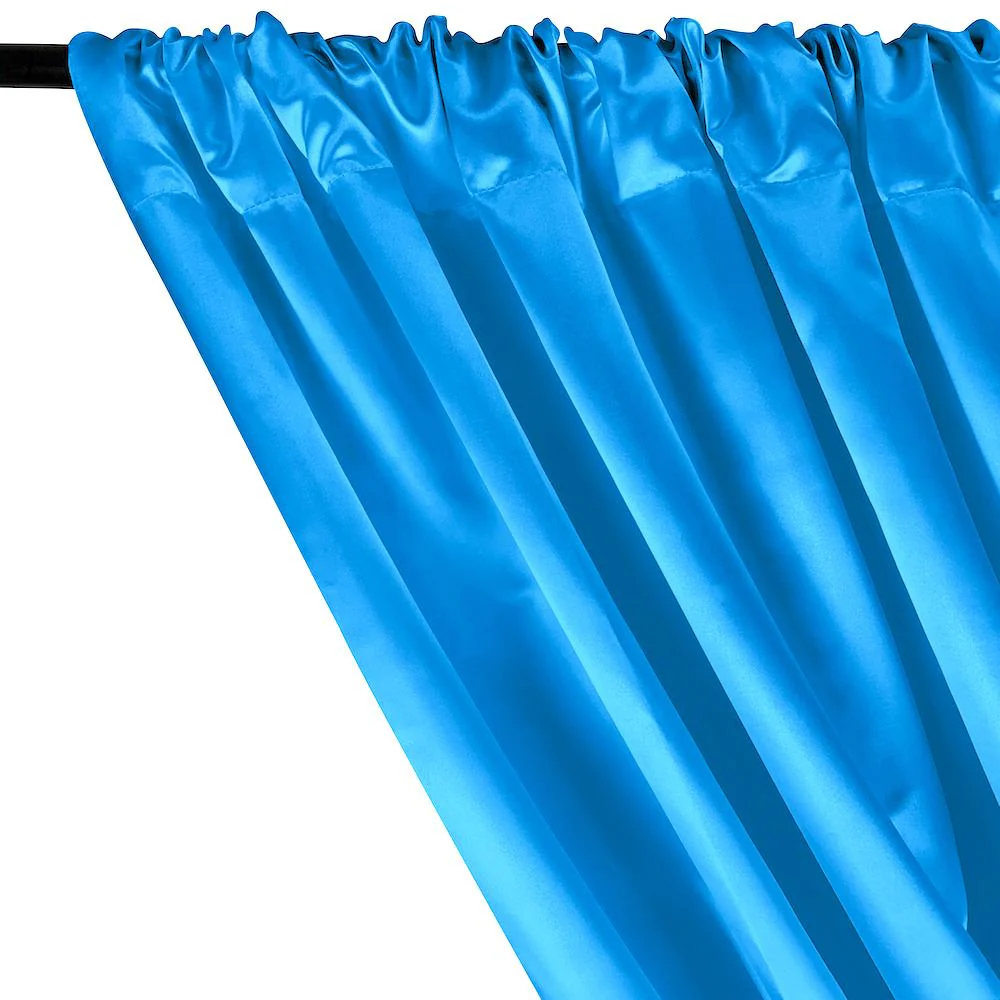 Bridal Satin Rod Pocket Curtains - Turquoise - Image 2