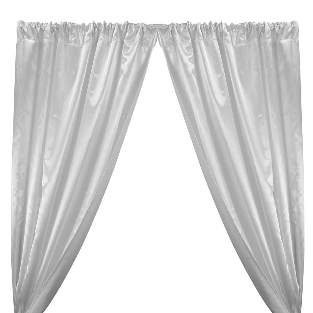 Bridal Satin Rod Pocket Curtains (All Colors Available) - White