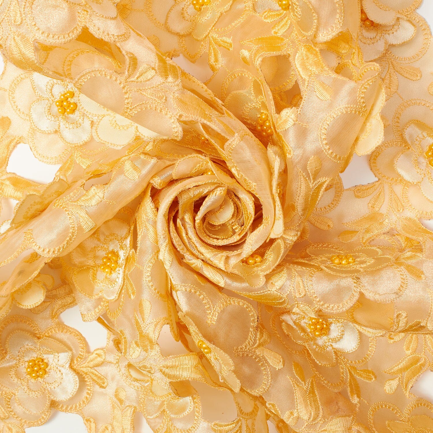 Floral Embroidery On Organza Lace - Image 3