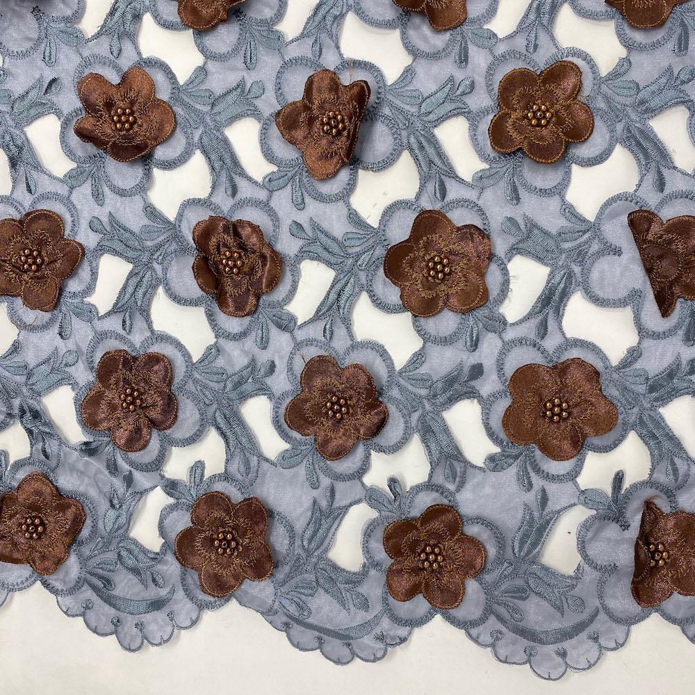 Floral Embroidery On Organza Lace - Image 7
