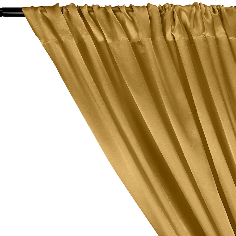 Charmeuse Satin Rod Pocket Curtains - Antique Gold - Image 2