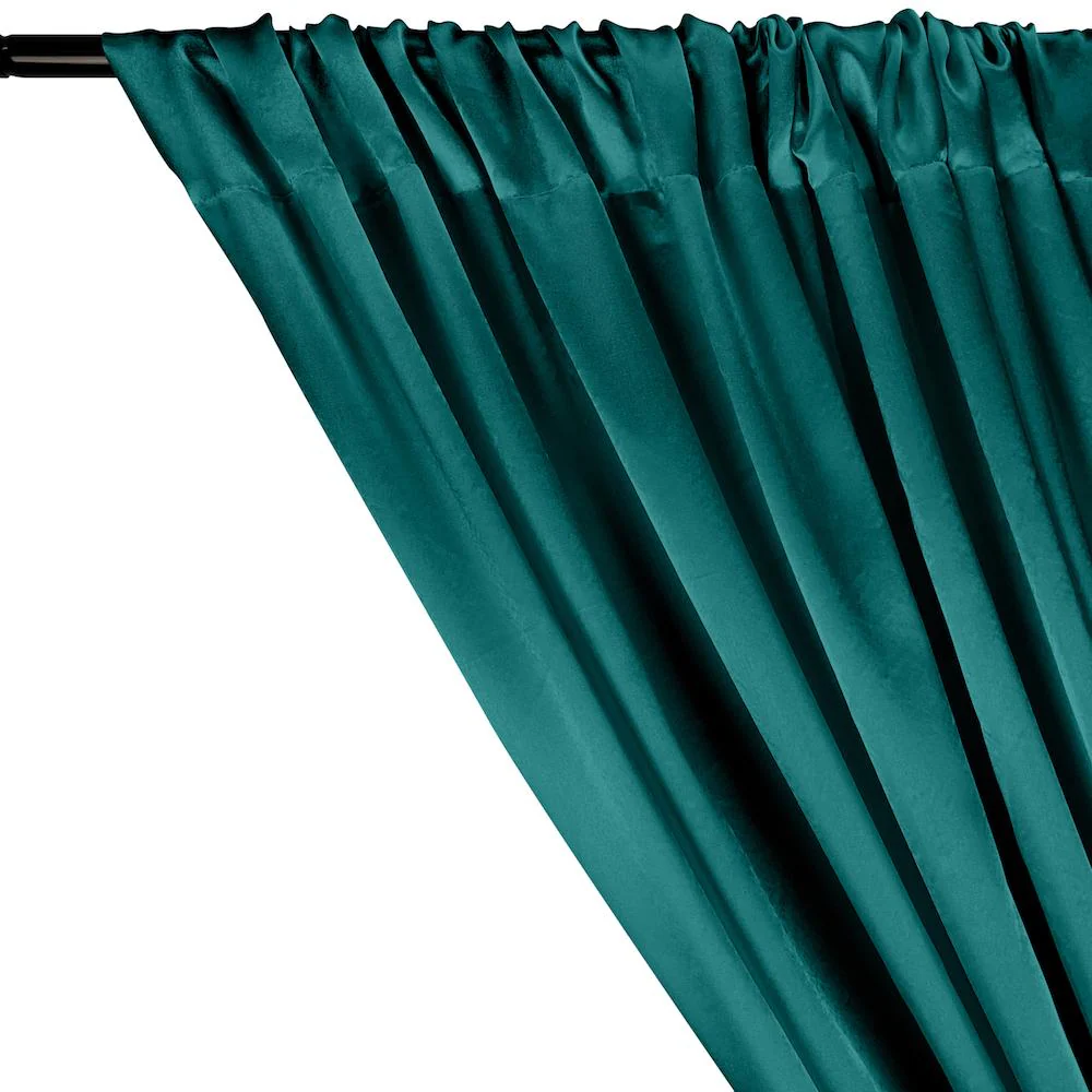 Charmeuse Satin Rod Pocket Curtains - Teal - Image 2